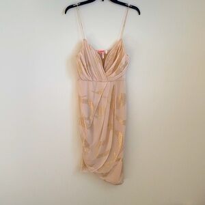 Free People Pink metallic gold midi wrap dress 8